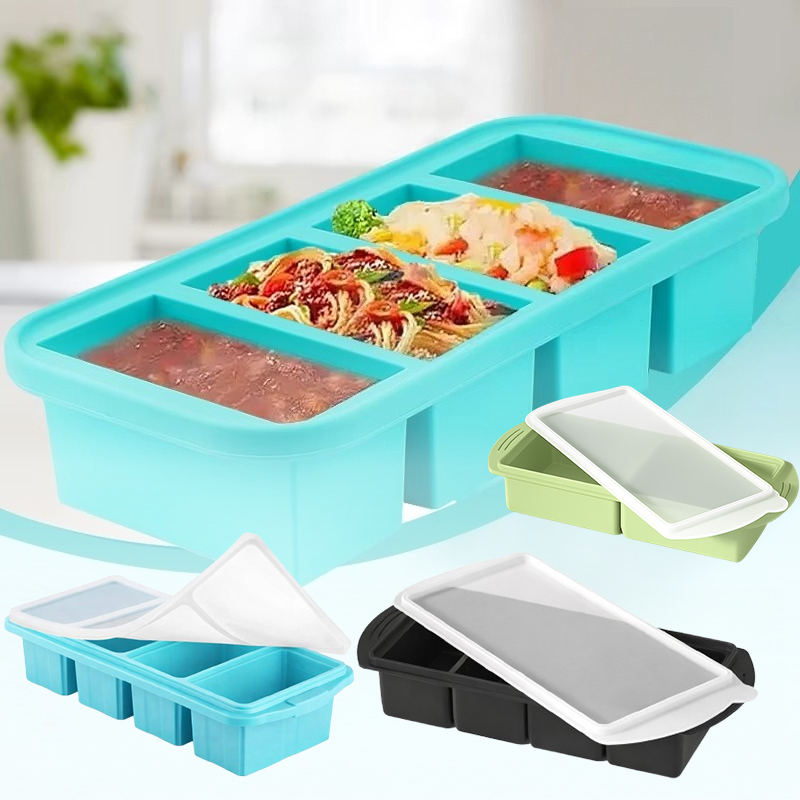 Kitchen Baking Storage Containers - 대형 실리콘 아이스 큐브 몰드(뚜껑 포함)