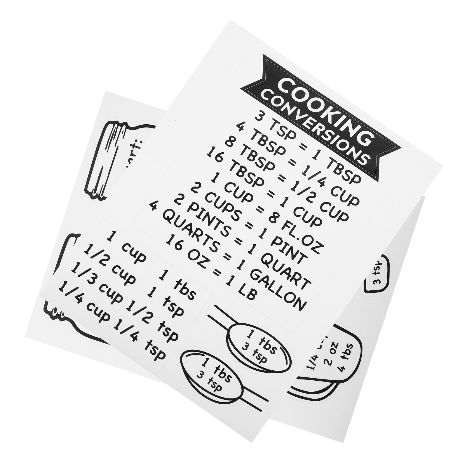 Kitchen Baking Conversion Chart - 2개 세트 주방 변환 스티커 차트,