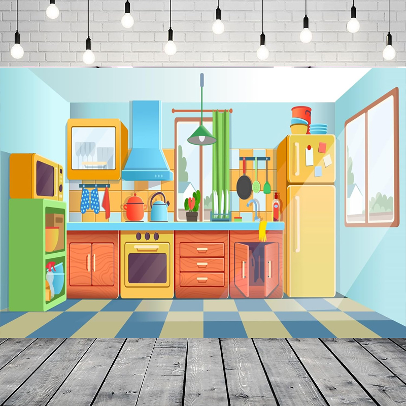 Kitchen Baking Background - 어린이를위한 사진 배경 만화 주방 베이킹