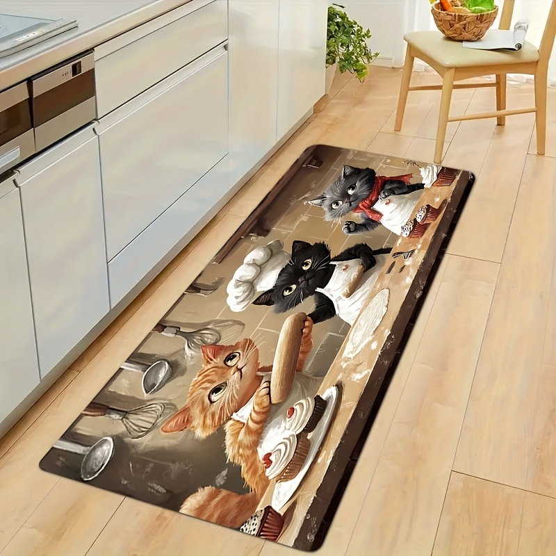 Kitchen Living Baking Mats - 귀여운 셰프 고양이 주방 롱 매트,