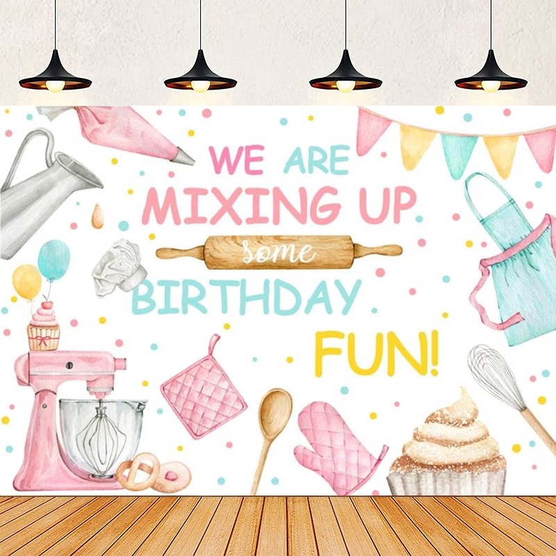 Kitchen Baking Background - 핑크 베이킹 디저트 요리 생일 축하