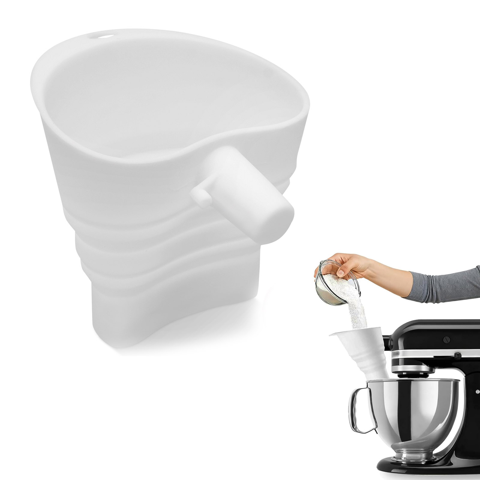 Kitchen Baking Aid - 실리콘 밀가루 깔때기, 키친에이드 스탠딩 믹서용