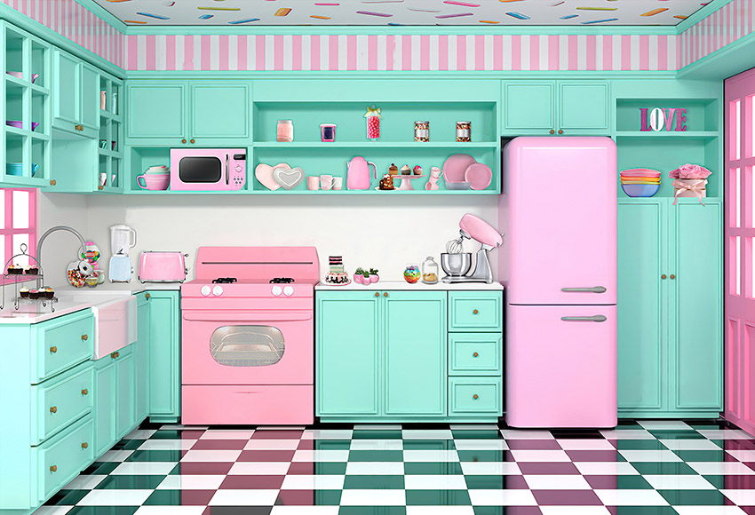 Mehofond 사진 배경 미스 파스텔 주방 핑크 소녀 - Kitchen Baking Background 리뷰 및 가격