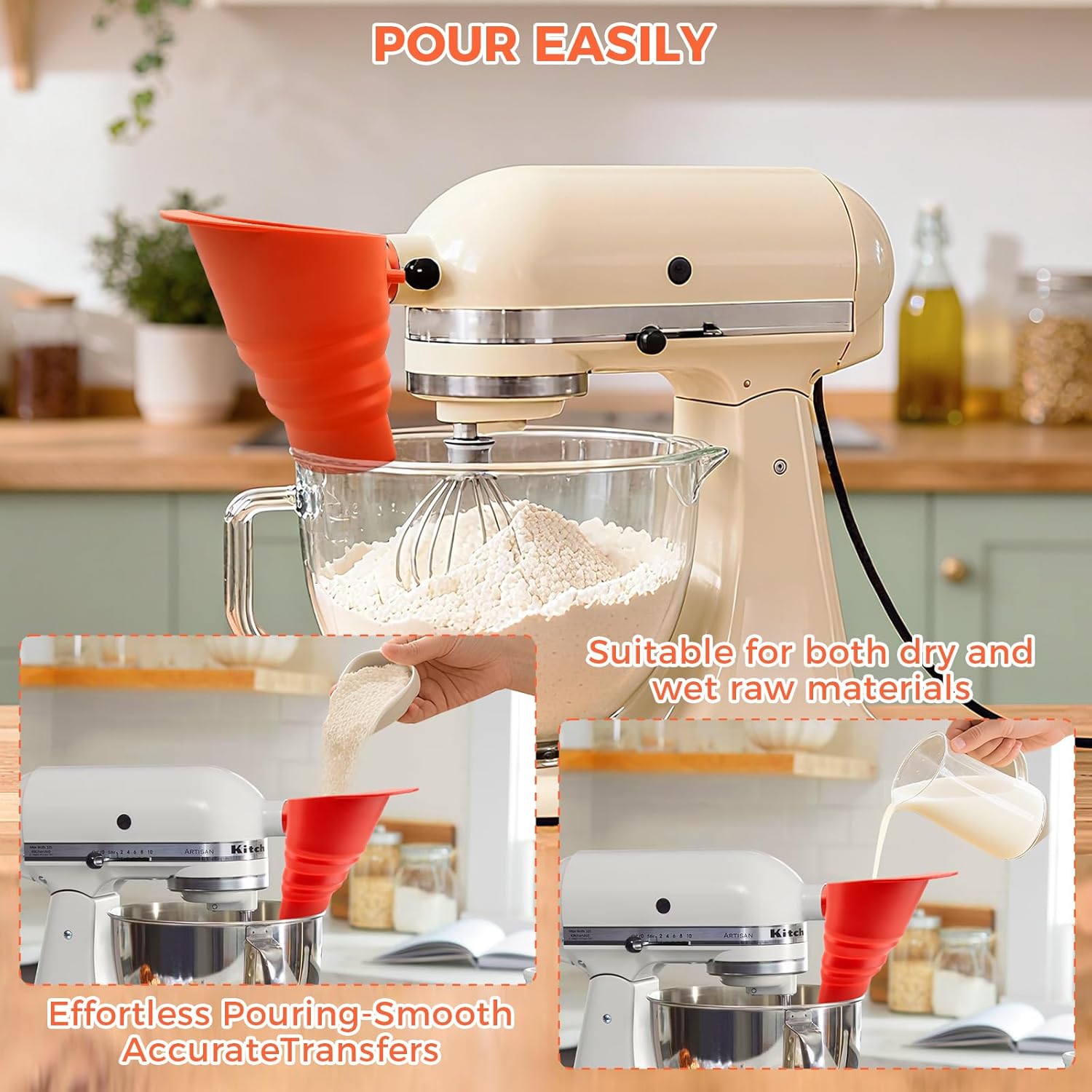 식품 등급 BPA 프리 실리콘 밀가루 깔때기 레드 (키 - Kitchen Baking Aid 리뷰 및 가격