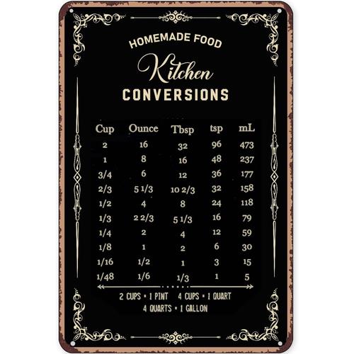 소박한 주석 간판 장식 베이킹 표지판 벽 장식 주방 변 - Kitchen Baking Conversion Chart 리뷰 및 가격