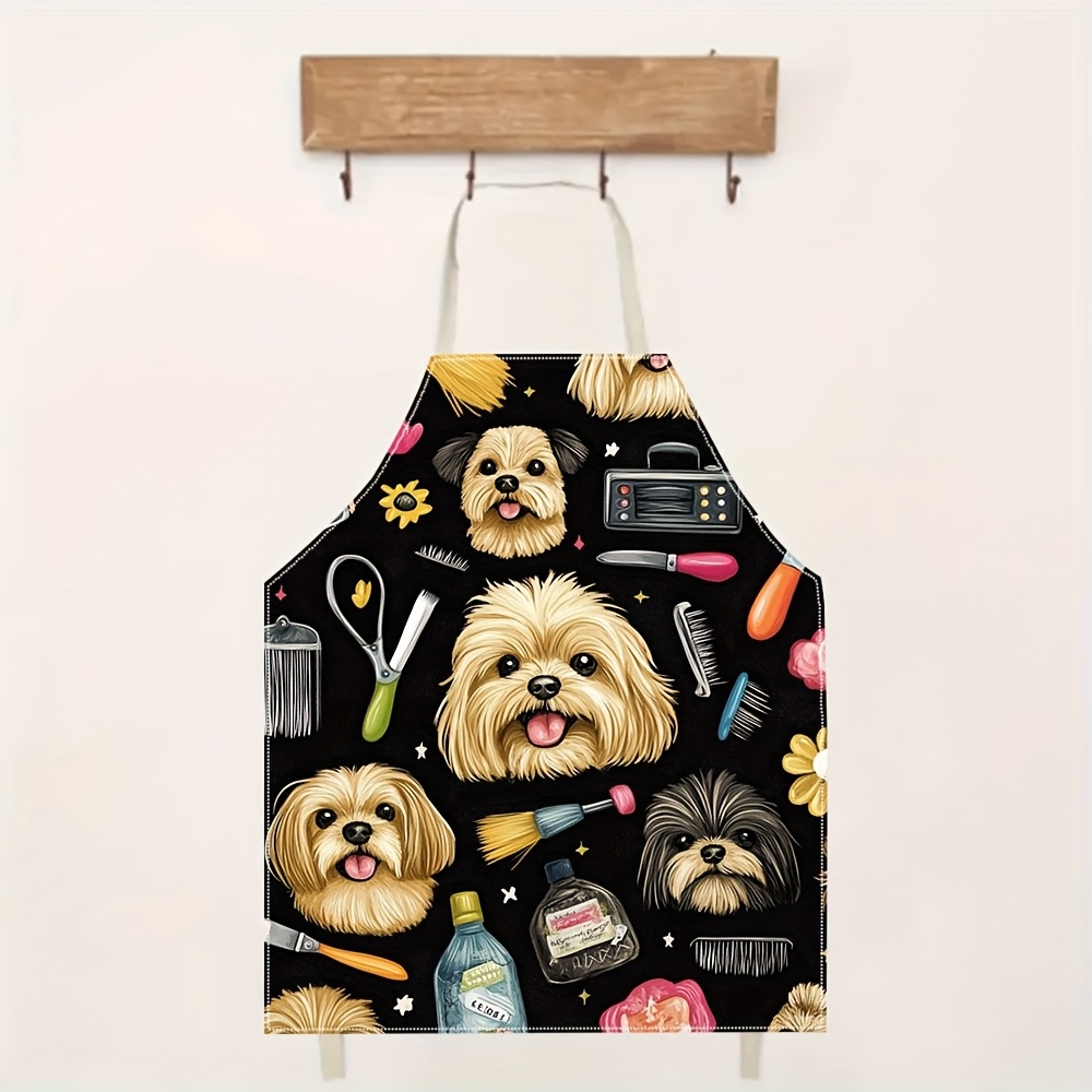 1pc 귀여운 강아지 얼굴과 살롱 도구가 프린트된 재미 - Kitchen Baking Background 리뷰 및 가격