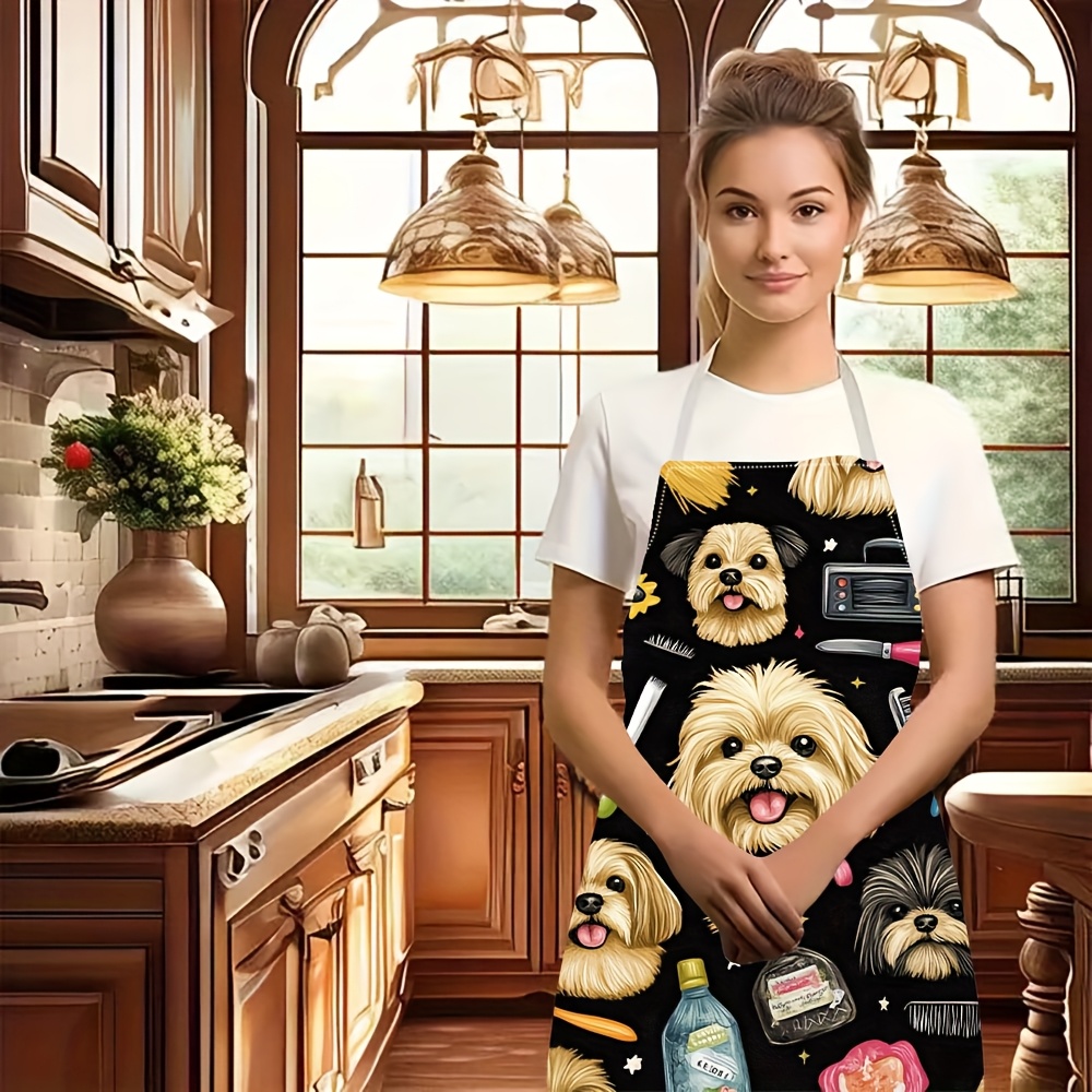 1pc 귀여운 강아지 얼굴과 살롱 도구가 프린트된 재미 - Kitchen Baking Background 리뷰 및 가격