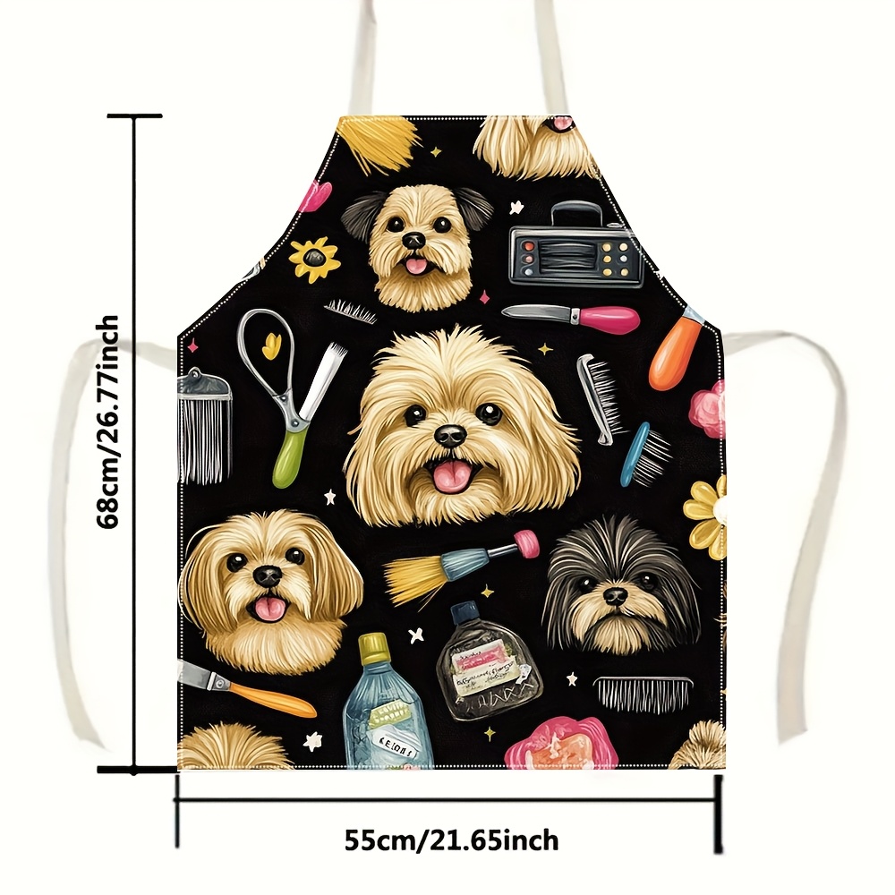 1pc 귀여운 강아지 얼굴과 살롱 도구가 프린트된 재미 - Kitchen Baking Background 리뷰 및 가격