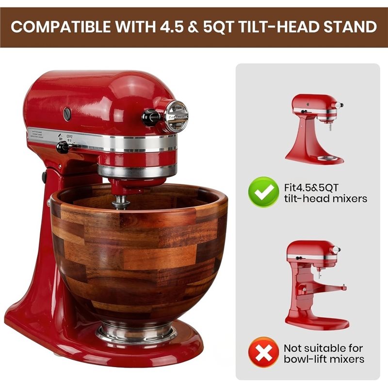 ABGH-키친에이드 5QT용 우드 믹싱볼, 베이킹 및  - Kitchenaid Baking Bowl 리뷰 및 가격