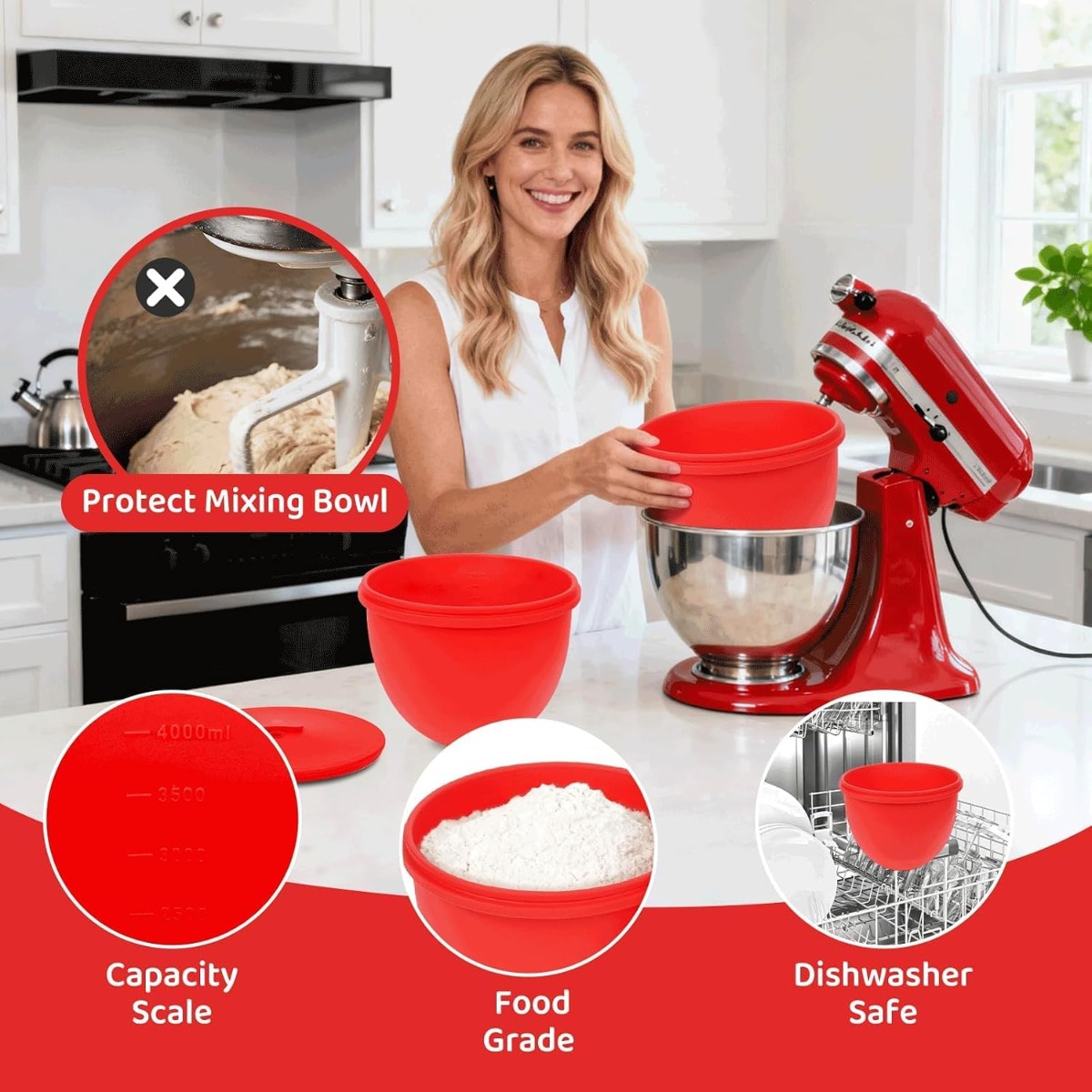 실리콘 믹서 볼 라이너(뚜껑 포함) 스탠드 믹서용 삽입 - Kitchenaid Baking Bowl 리뷰 및 가격