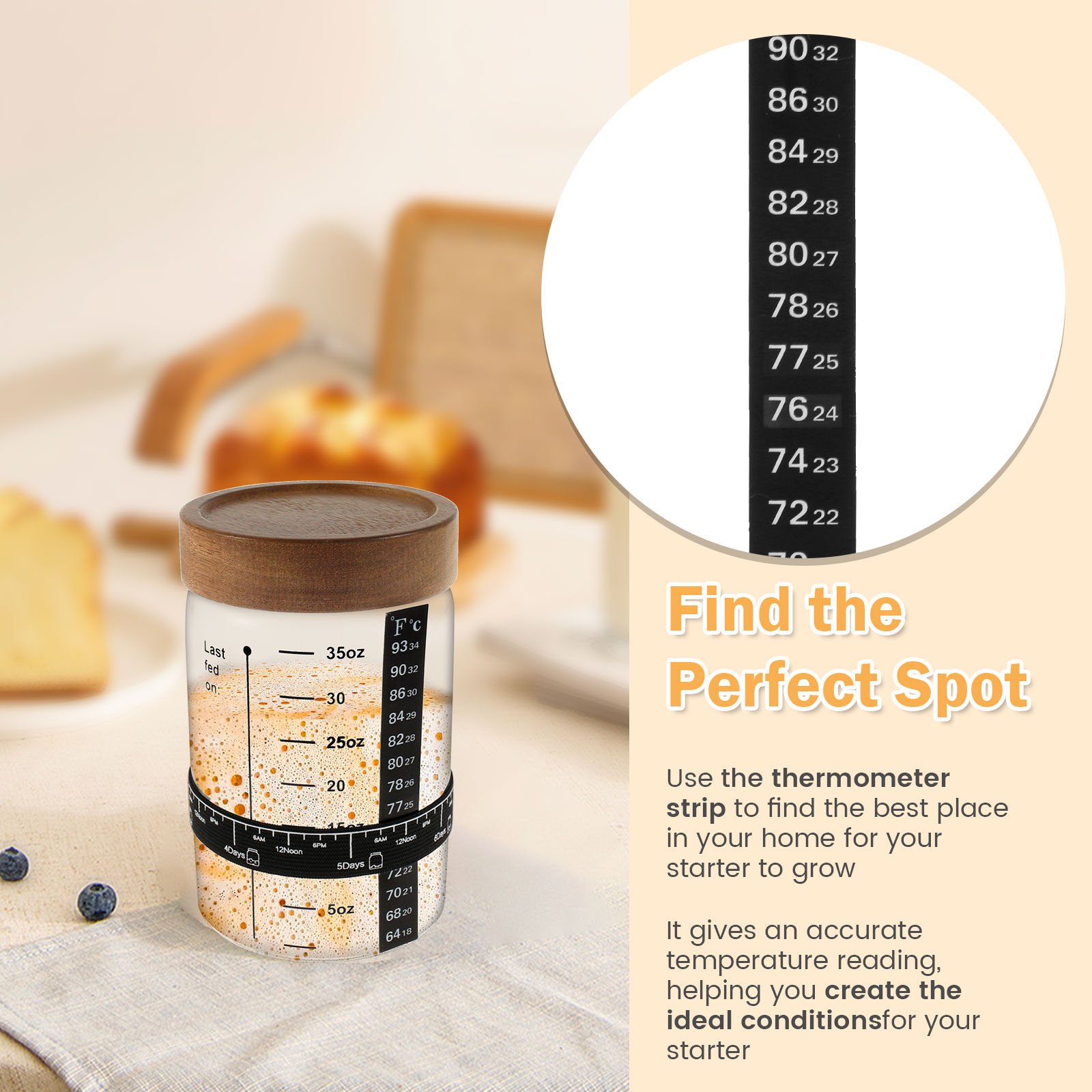 Sourdough 스타터 항아리 키트 1000ml 반죽 - Kitchen Baking Storage Containers 리뷰 및 가격