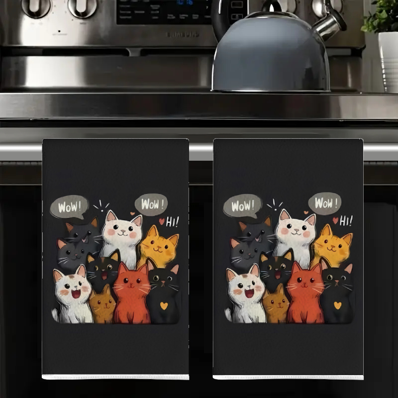 2개, 검은색 배경 고양이 테마 주방 타월, 40Cm* - Kitchen Baking Background 리뷰 및 가격