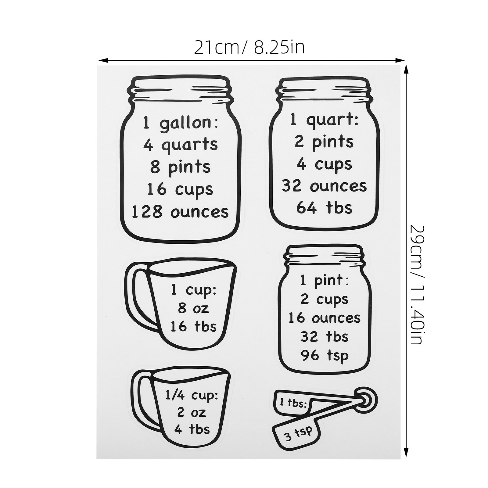 2Pcs 주방 변환 차트 스티커 정확한 측정 가이드 요 - Kitchen Baking Conversion Chart 리뷰 및 가격