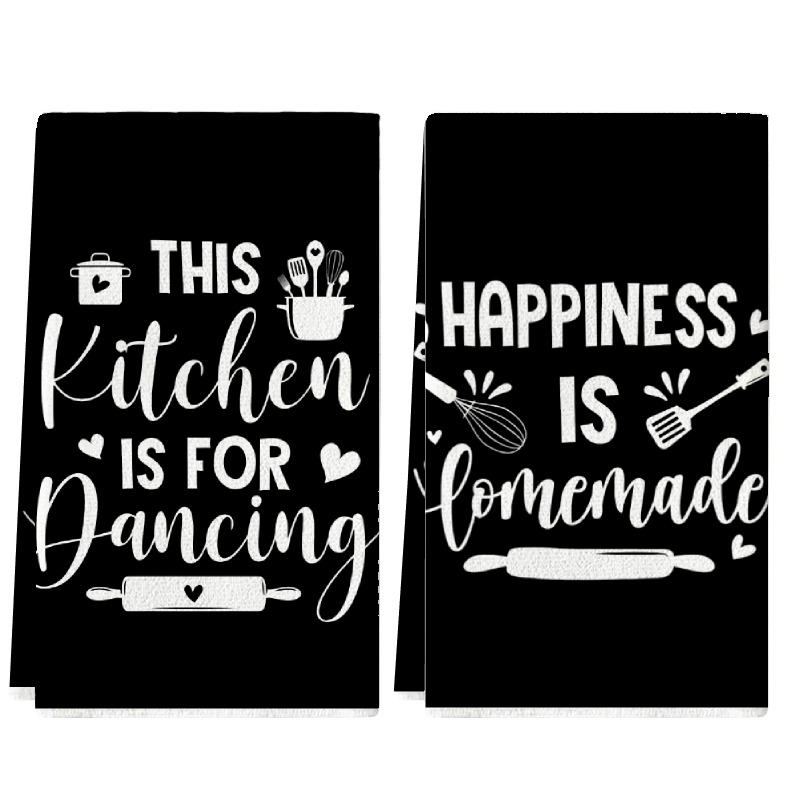 2개, 검은색 배경에 재미있는 문구가 있는 주방 타월, - Kitchen Baking Background 리뷰 및 가격