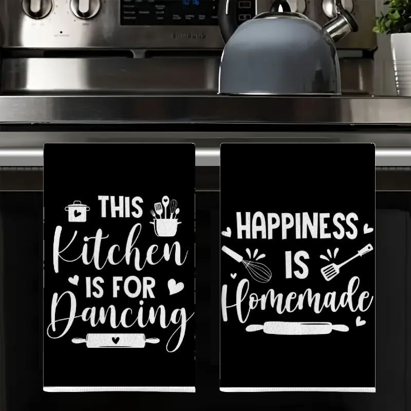2개, 검은색 배경에 재미있는 문구가 있는 주방 타월, - Kitchen Baking Background 리뷰 및 가격